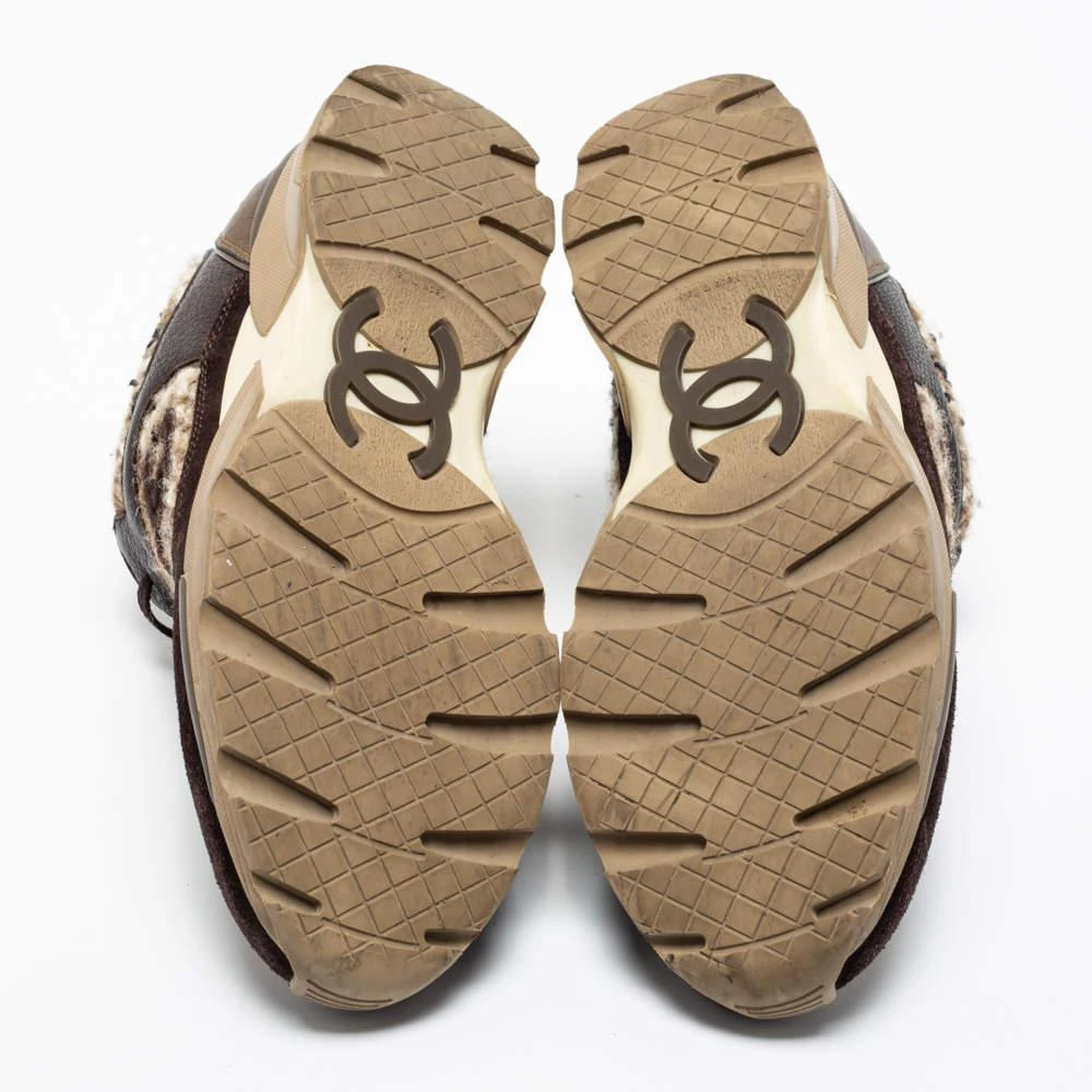 Chanel Brown Tweed And Leather CC Low Top Sneakers Size 38 商品