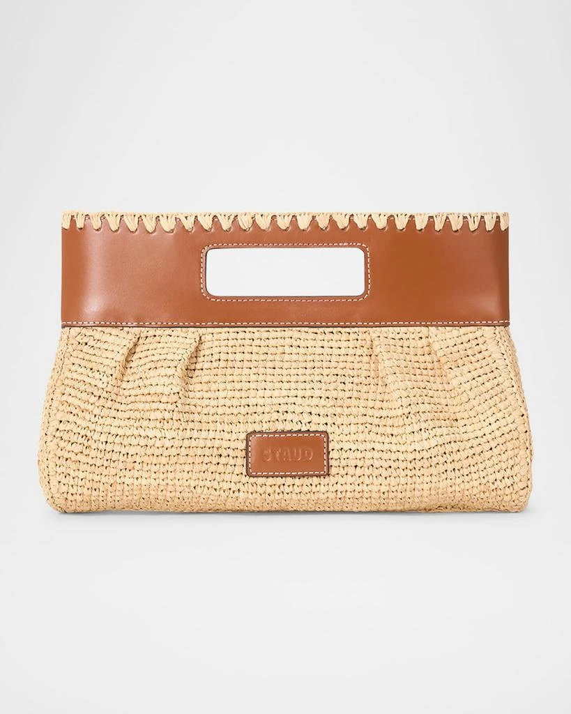 商品Staud|Lena Raffia and Leather Clutch Bag,价格¥2280,第2张图片详细描述