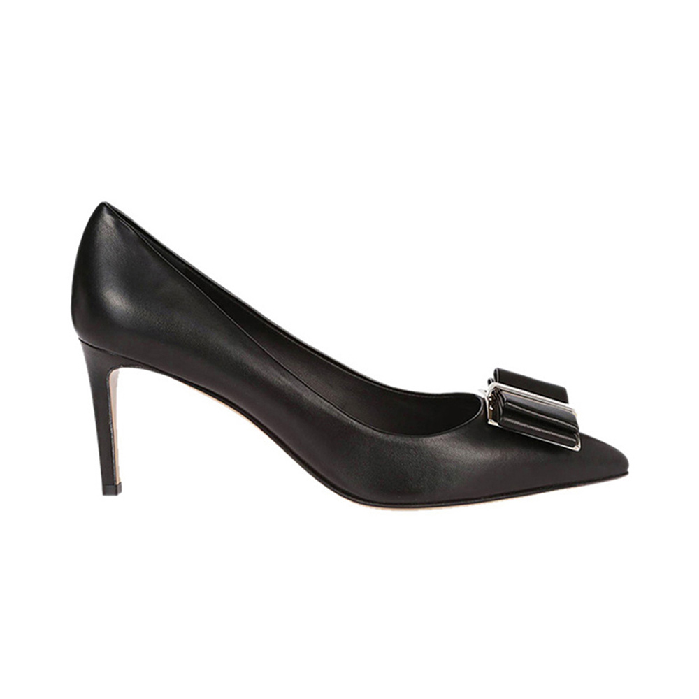 商品Salvatore Ferragamo|Salvatore Ferragamo 菲拉格慕 女士黑色皮革高跟鞋 01-P337-704655,价格¥3607,第1张图片