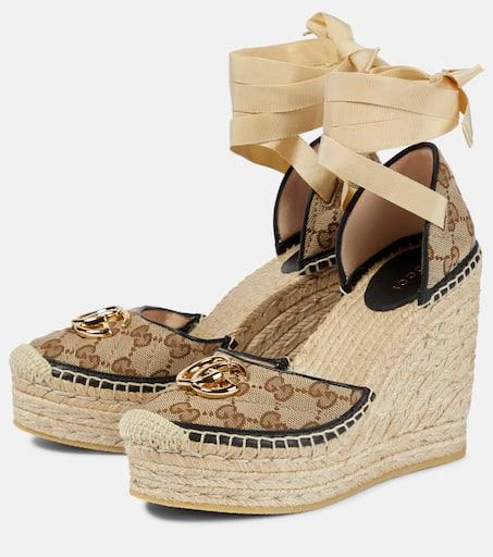 商品Gucci|GG canvas wedge espadrilles,价格¥5660,第5张图片详细描述