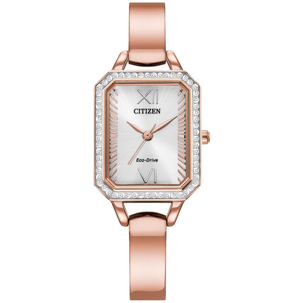 商品Citizen|Eco-Drive Women's Crystal Rose Gold-Tone Stainless Steel Bangle Watch 23mm,价格¥1533,第1张图片