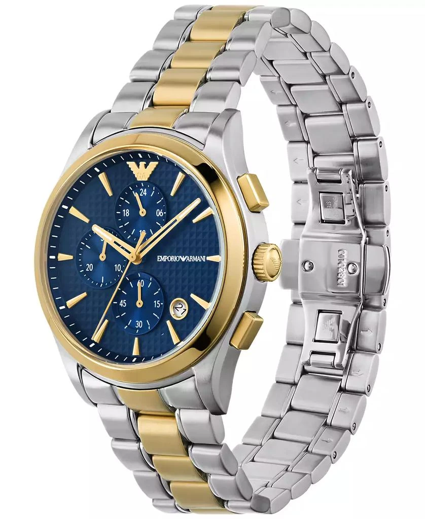 商品Emporio Armani|Men's Chronograph Paolo Two-Tone Stainless Steel Bracelet Watch 42mm,价格¥2893,第4张图片详细描述