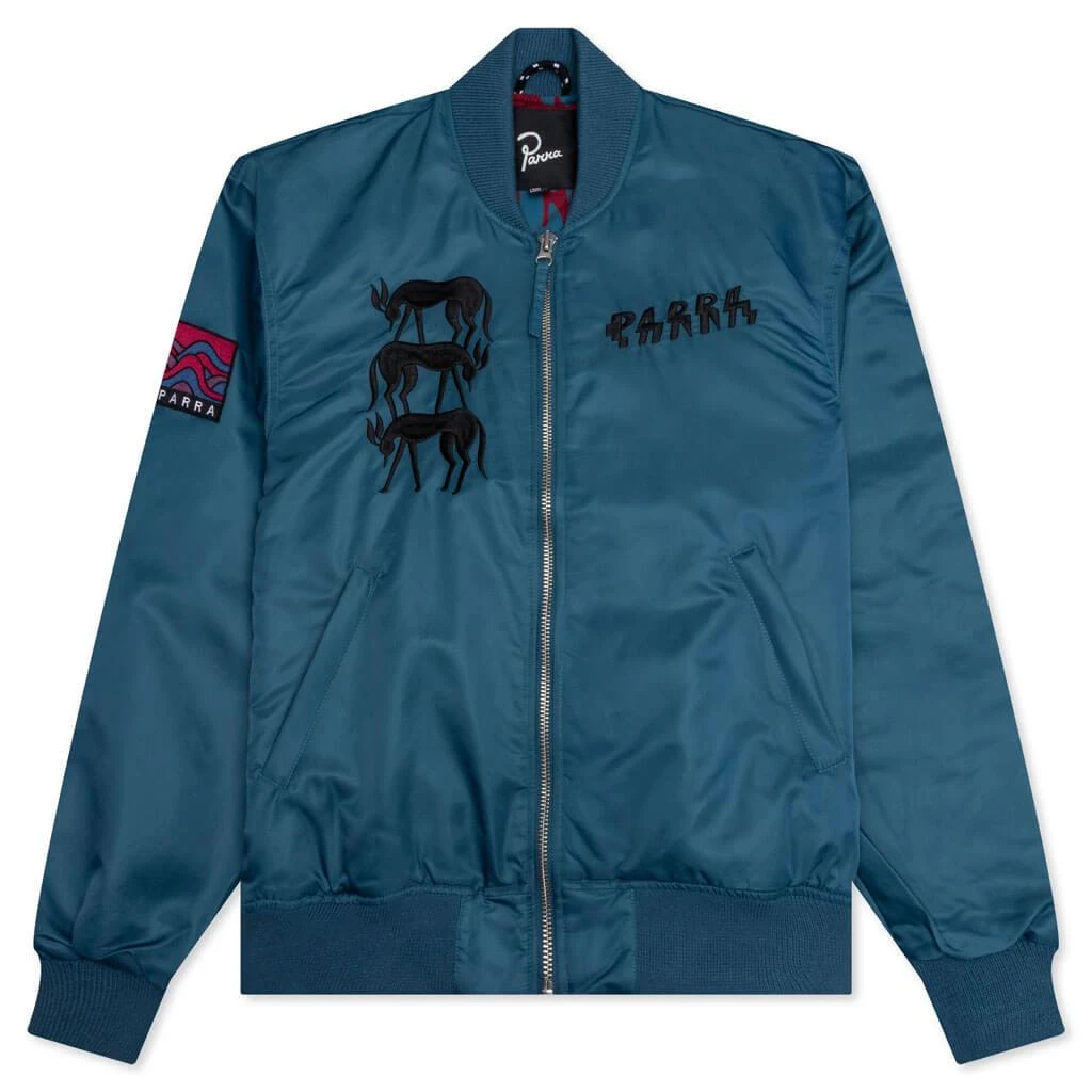 商品By Parra|Stacked Pets Varsity Jacket - Teal,价格¥2153,第1张图片