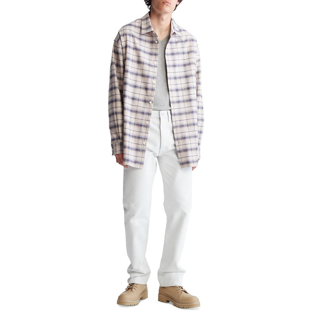 Men's Oversized Flannel Plaid Shirt商品第4张图片规格展示