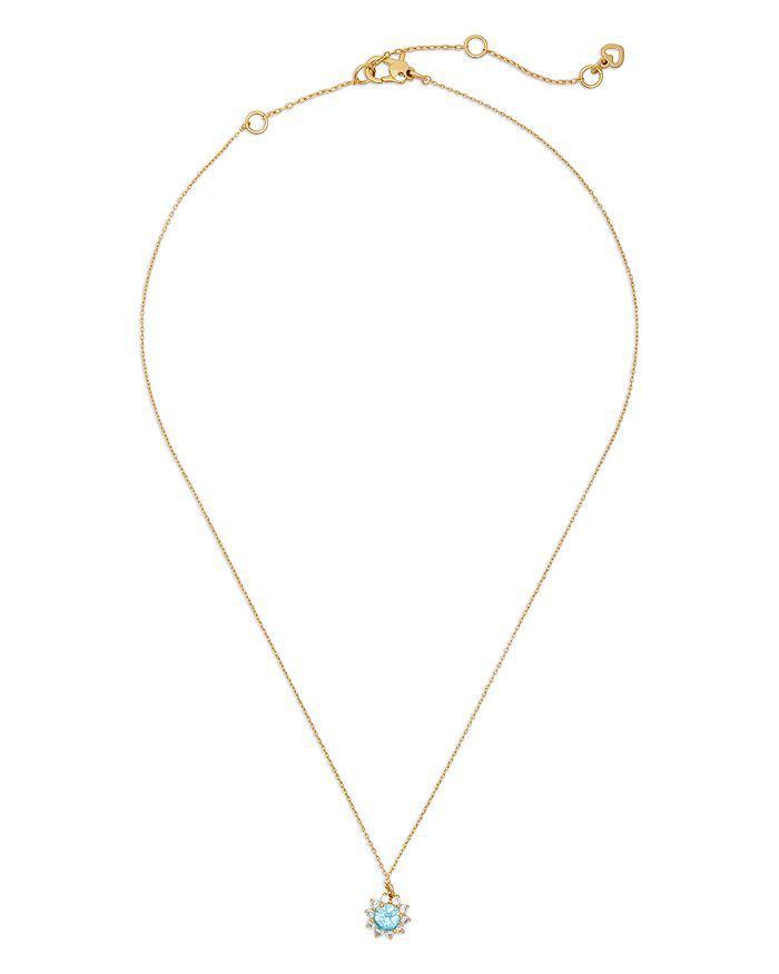 商品Kate Spade|Sunny Cubic Zirconia Halo Pendant Necklace in Gold Tone, 16"-19",价格¥349-¥499,第4张图片详细描述