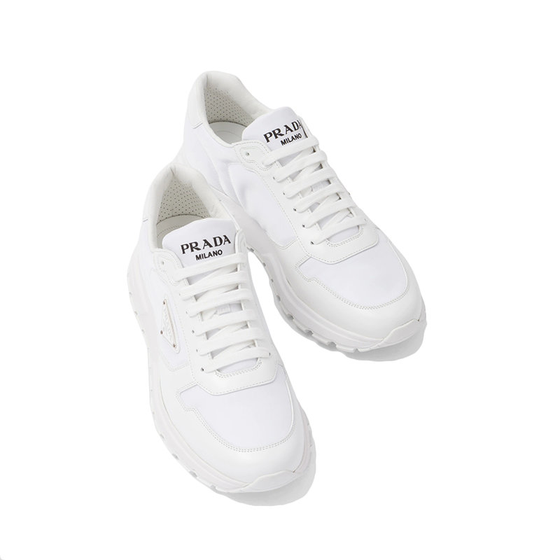 【预售3-7天】PRADA/普拉达 22年春夏新款 PRAX 1系列 男士白色再生尼龙和亮面皮革运动鞋2EE369_3LF5_F0009_F_G000商品第4张图片规格展示