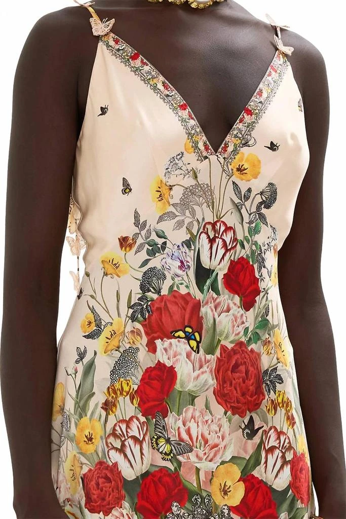 商品Camilla|V-Neck Bias Slip Dress With Back Frill In Etched Into Eternity,价格¥4151,第3张图片详细描述