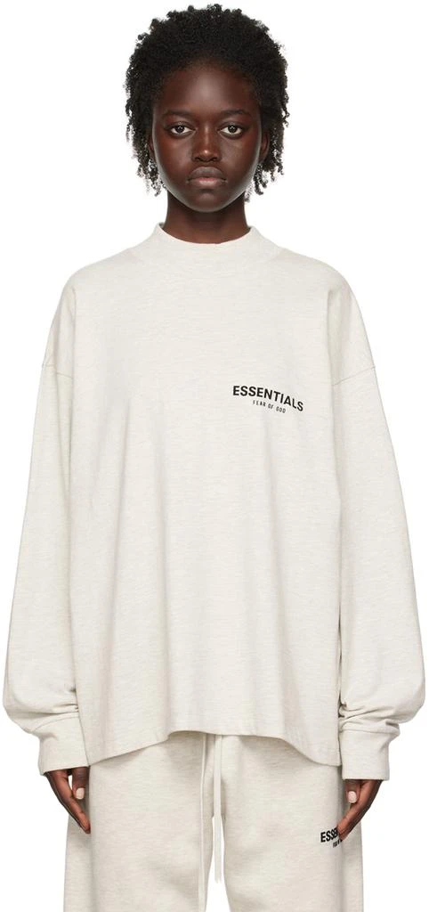 商品Essentials|Off-White Flocked Long Sleeve T-Shirt,价格¥427,第1张图片