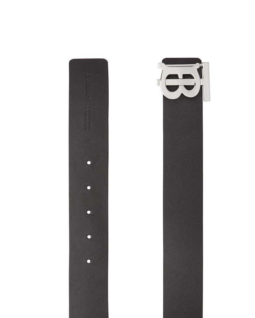 Men's Reversible Monogram Plaque Buckle Leather Belt商品第2张图片规格展示