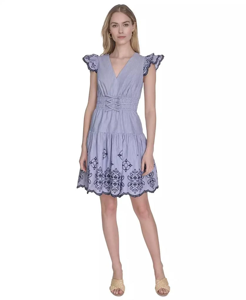 商品Vince Camuto|Women's Day Cotton Embroidered Cap-Sleeve Dress,价格¥236,第1张图片