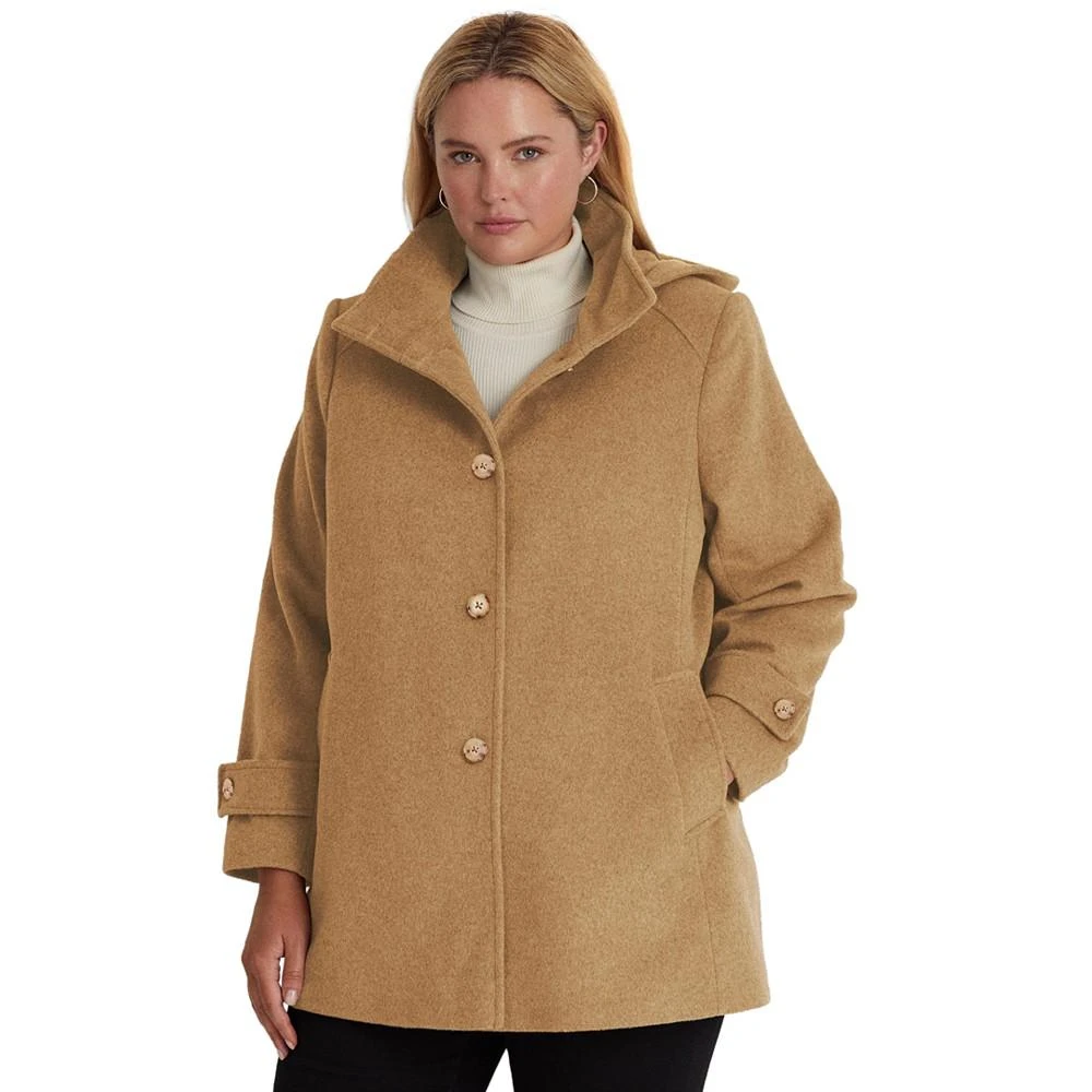 商品Ralph Lauren|Women's Plus Size Hooded Button-Front Coat, Created for Macys,价格¥1756,第1张图片