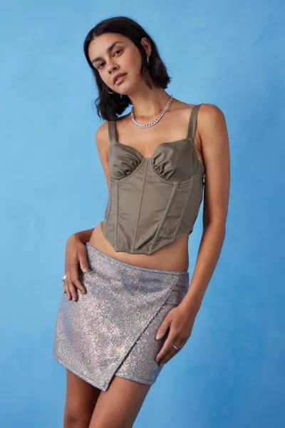 UO Silver Glitter Wrap Mini Skirt商品第1张图片规格展示