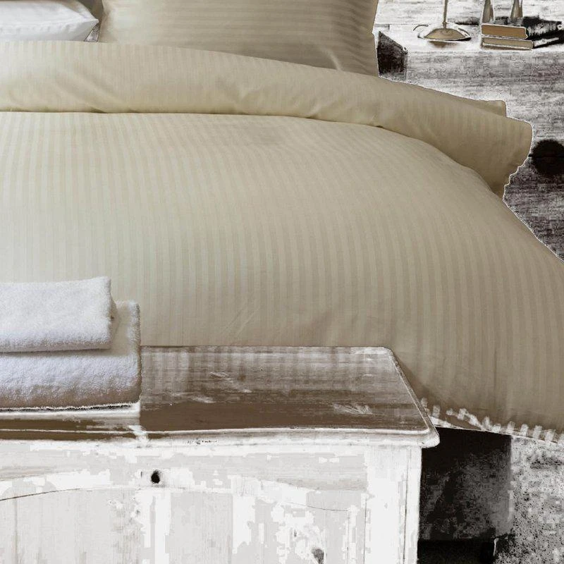 商品Belledorm|Belledorm 540 Thread Count Satin Stripe Duvet Set (Ivory) (King) (UK Superking) KING,价格¥1185,第1张图片