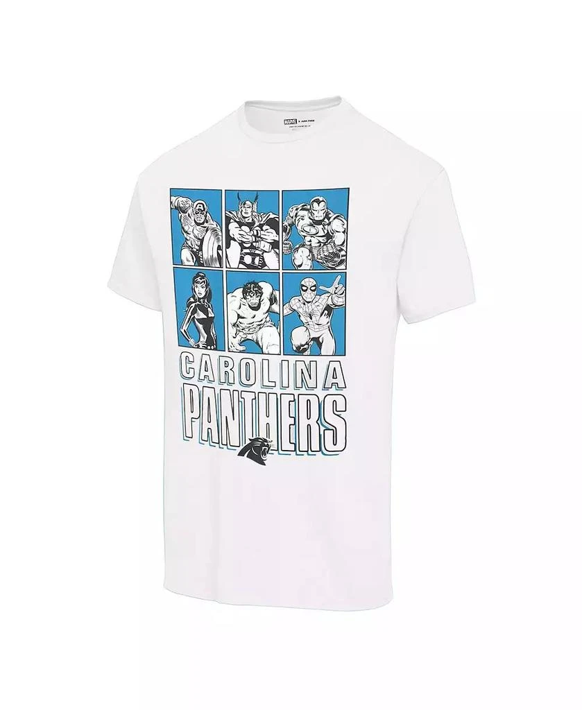 商品Junk Food|Men's White Carolina Panthers Disney Marvel Avengers Line-Up T-shirt,价格¥262,第3张图片详细描述