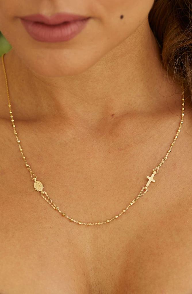 Italian 18K Gold Vermeil Rosary Necklace商品第2张图片规格展示