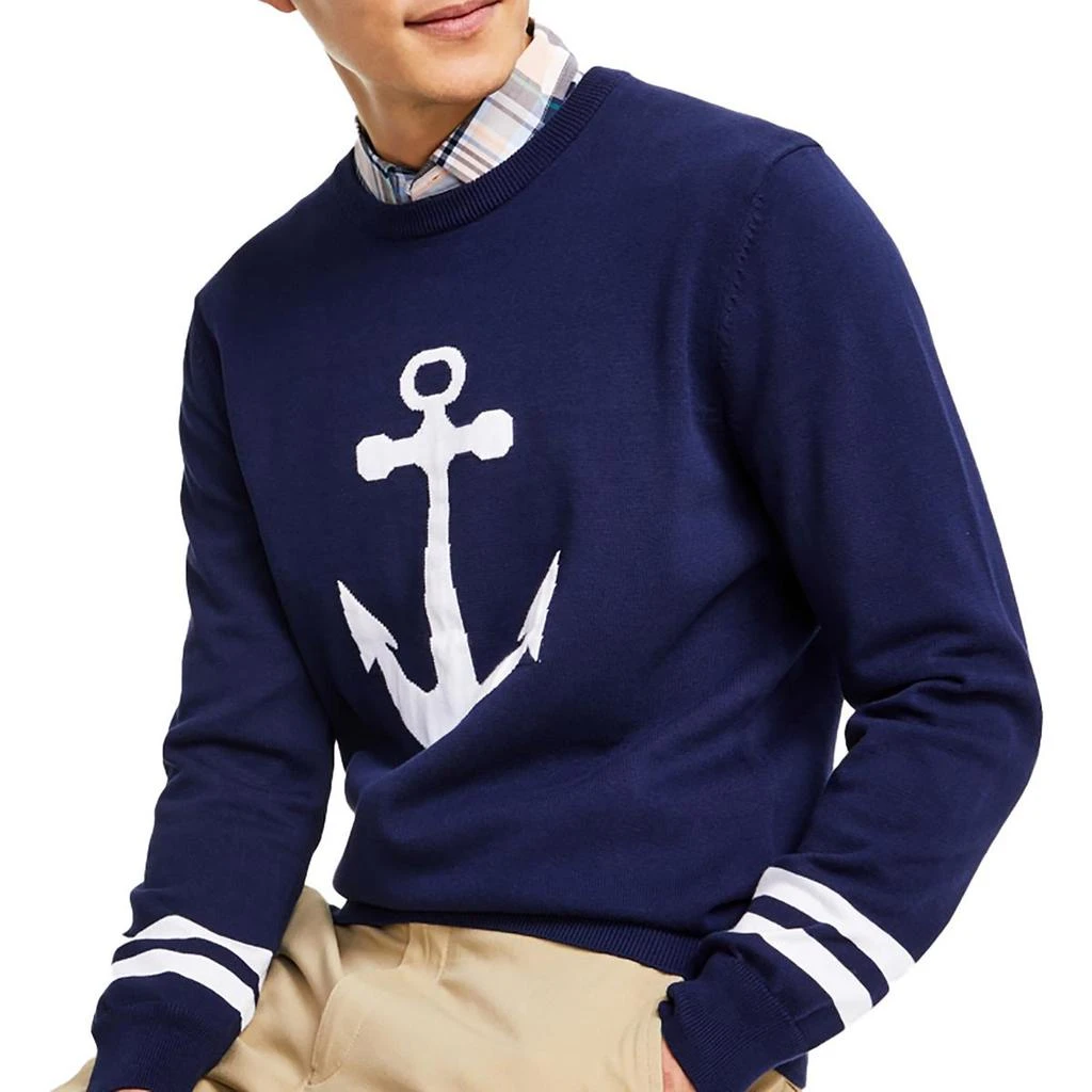 商品Club Room|Club Room Mens Anchor Cotton Pinted Pullover Sweater,价格¥173,第1张图片