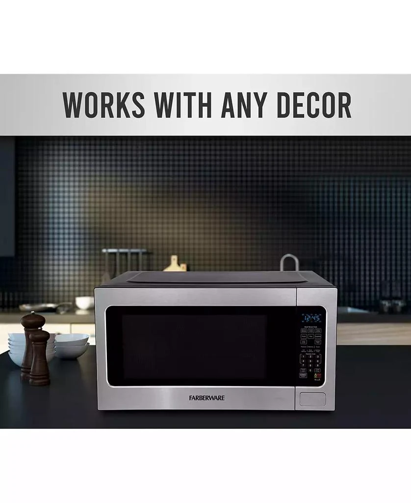 商品Farberware|Professional FMO22ABTBKA 2.2 Cu. Ft. 1200-Watt Microwave Oven with Smart Sensor Cooking, Stainless Steel,价格¥2221,第2张图片详细描述