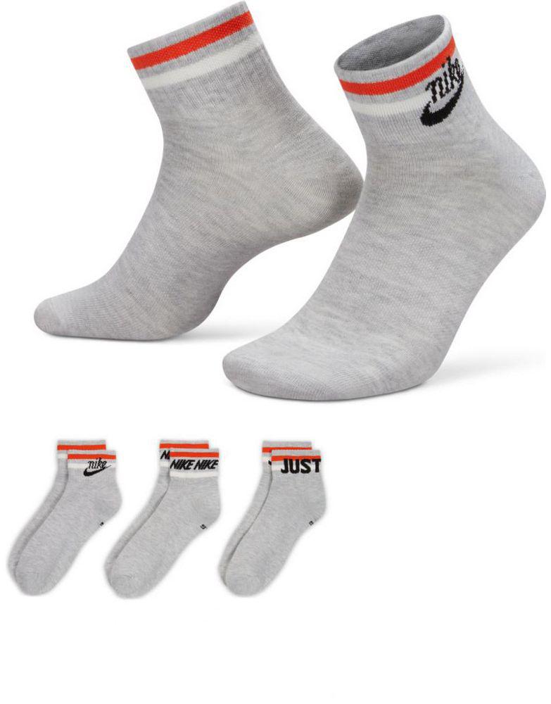 Nike Everyday Essential 3 pack ankle socks in grey heather商品第1张图片规格展示