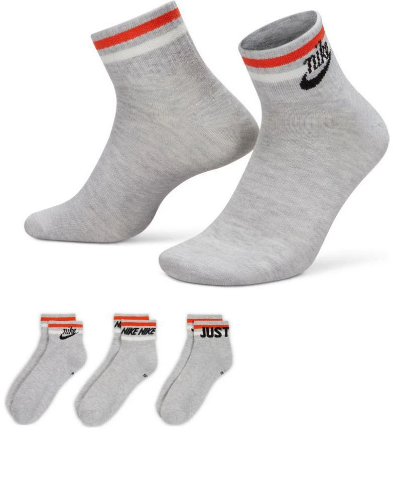 商品NIKE|Nike Everyday Essential 3 pack ankle socks in grey heather,价格¥179,第1张图片