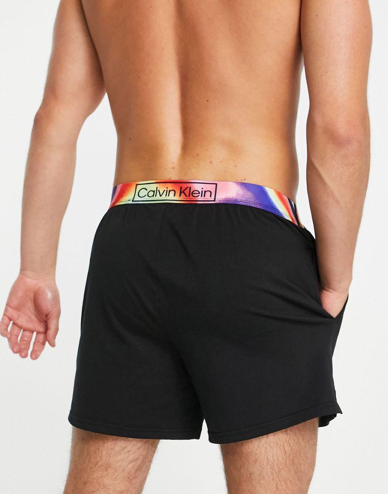 Calvin Klein pride sleep shorts with contrast waistband in black商品第2张图片规格展示