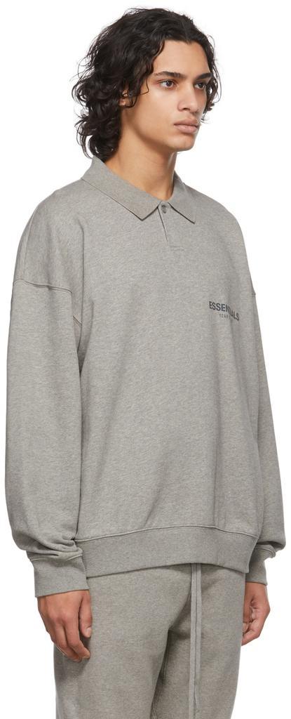 商品Essentials|Grey Long Sleeve Polo,价格¥536,第4张图片详细描述