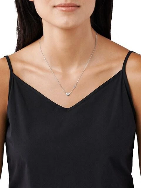 商品Michael Kors|Premium Sterling Silver Cubic Zirconia Pavé Heart Pendant Necklace,价格¥635,第3张图片详细描述