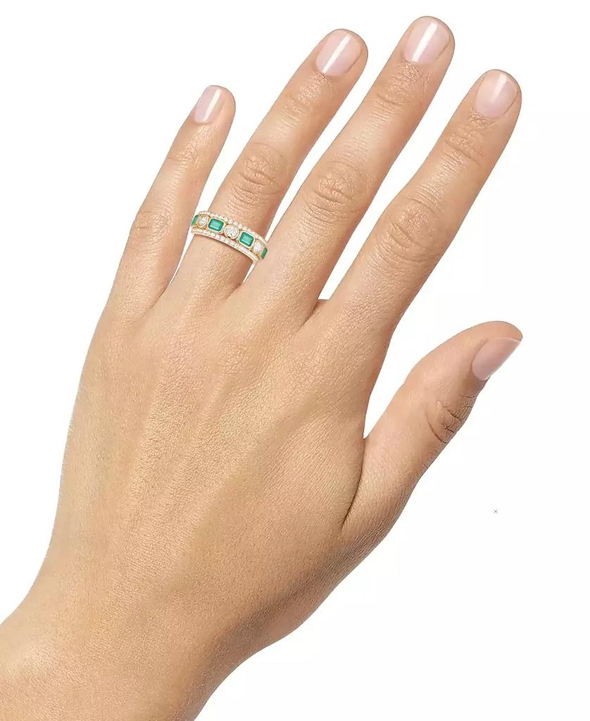 商品Macy's|Emerald (3/4 ct. t.w.) & Diamond (3/4 ct. t.w.) Band in 14k Gold (Also in Ruby & Sapphire),价格¥26611,第2张图片详细描述