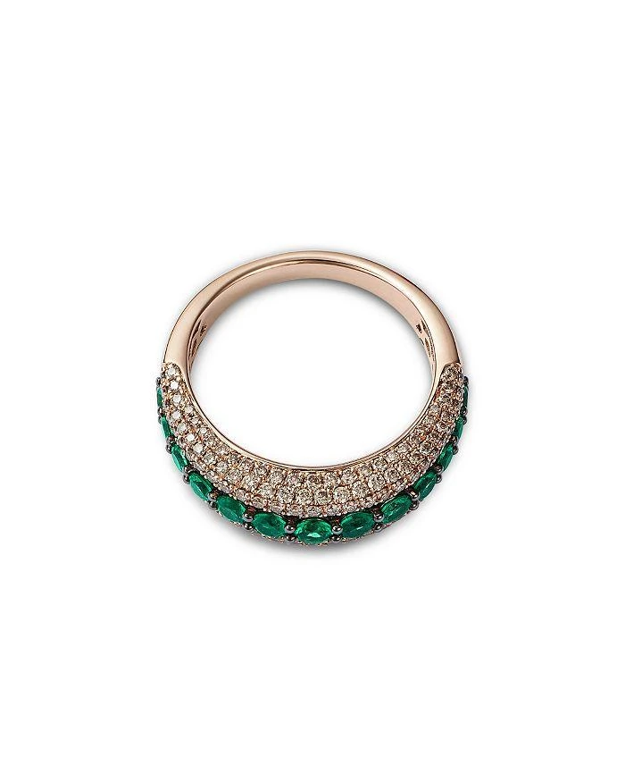 商品Bloomingdale's Fine Collection|Emerald & Champagne Diamond Multi-Row Ring in 14K Rose Gold,价格¥31764,第3张图片详细描述