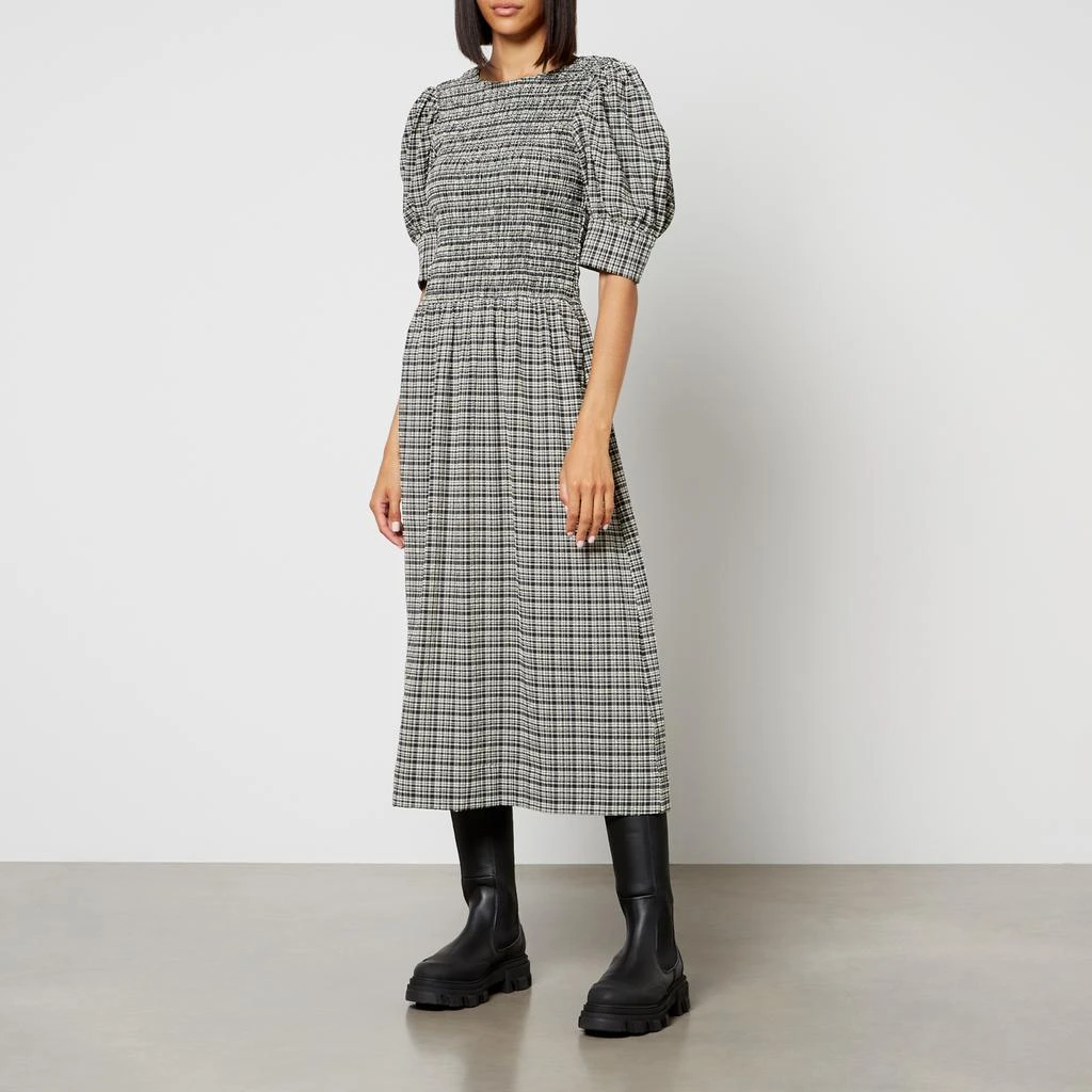 商品Ganni|Ganni Checked Stretch-Seersucker Midi Dress,价格¥1110,第1张图片