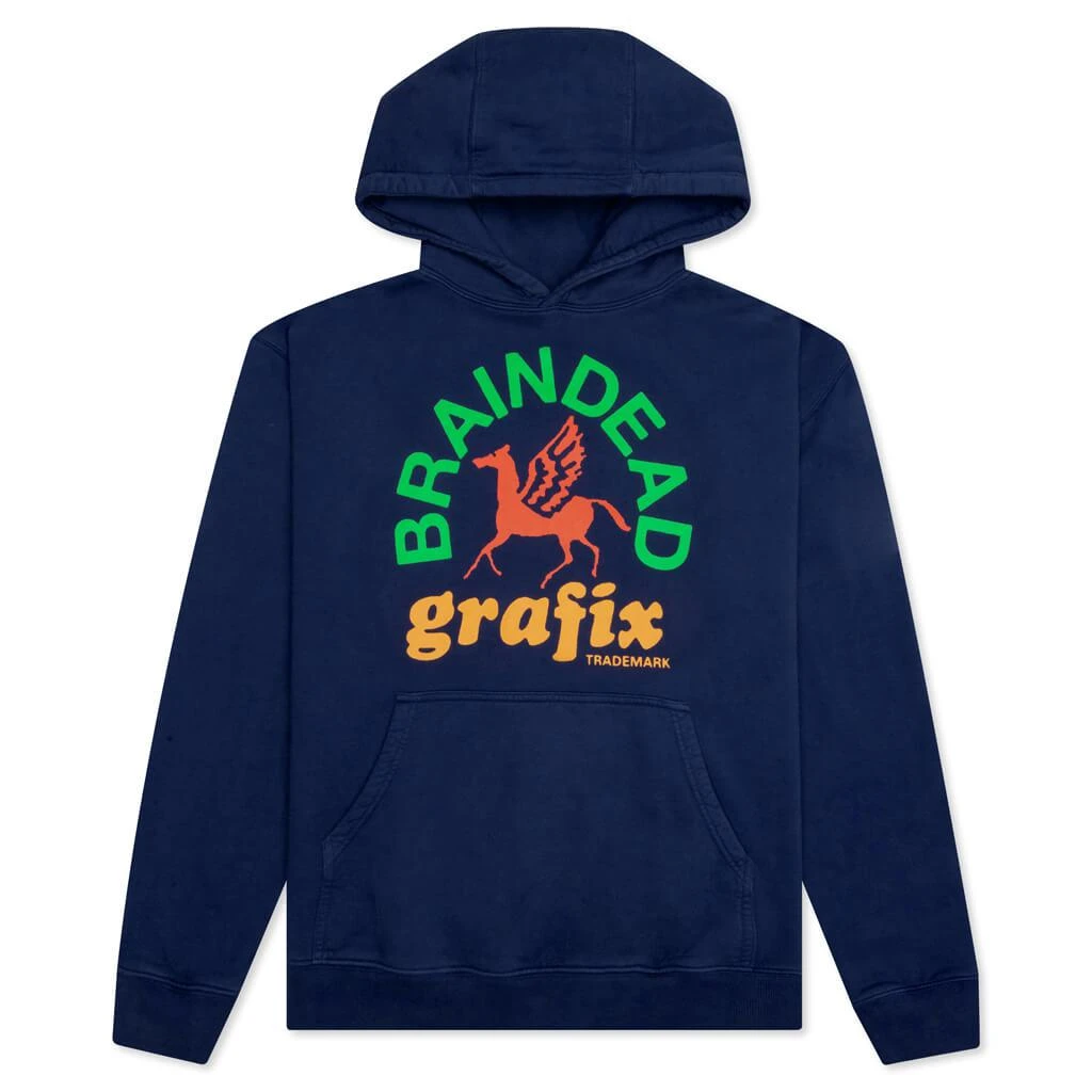 商品Brain Dead|Brain Dead Grafix Hoodie - Navy,价格¥532,第1张图片