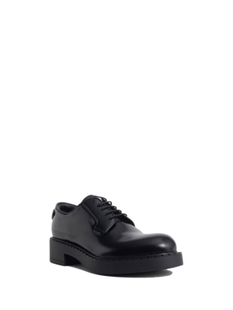 商品Prada|PRADA women's black leather brushed leather derby shoes,价格¥8090,第4张图片详细描述