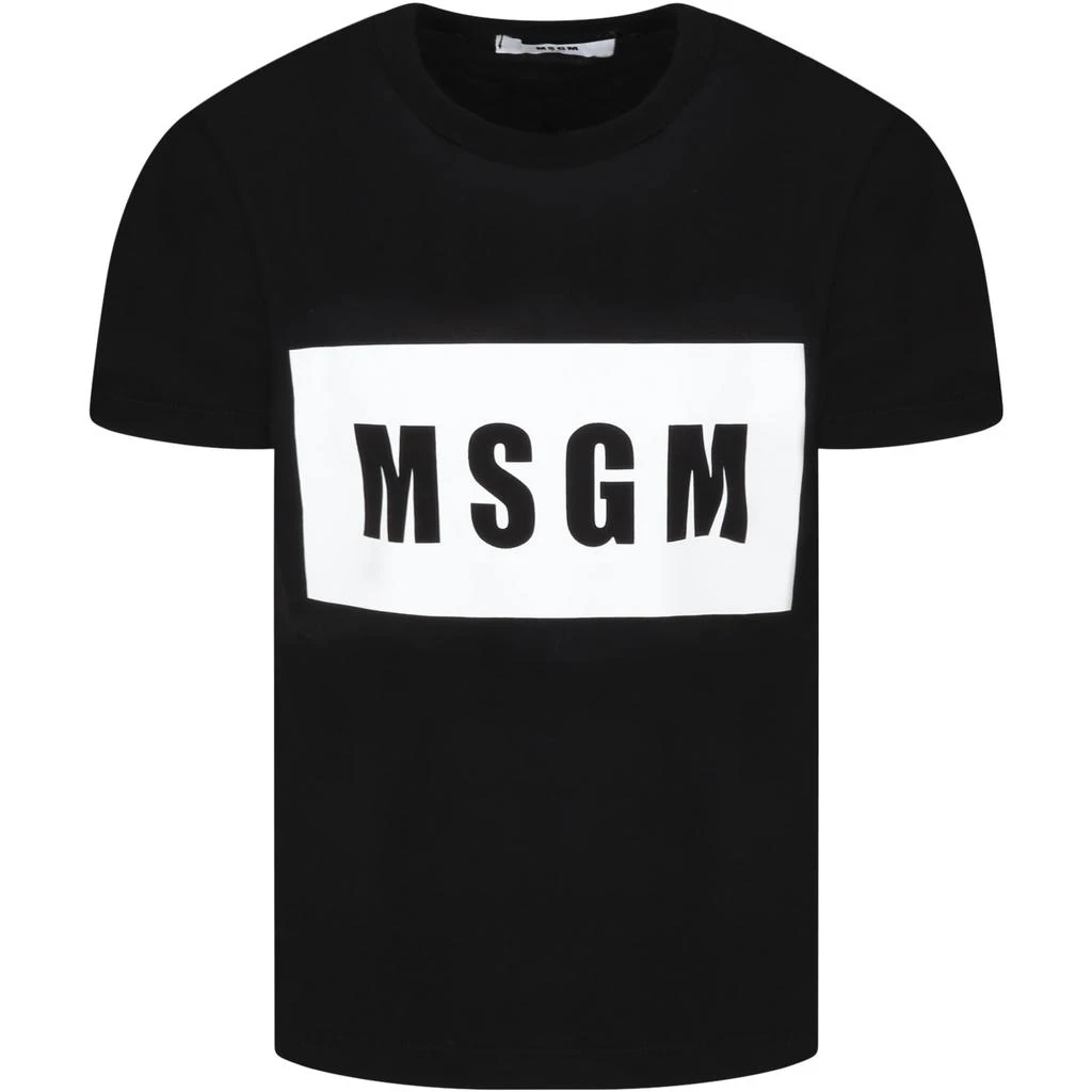 商品MSGM|MSGM Black T-shirt For Kids With Logo,价格¥574,第1张图片