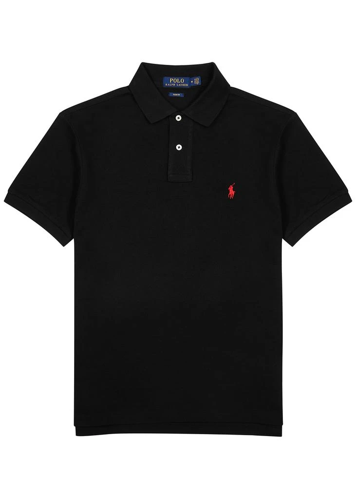 商品Ralph Lauren|Black slim piqué cotton polo shirt,价格¥1131,第1张图片