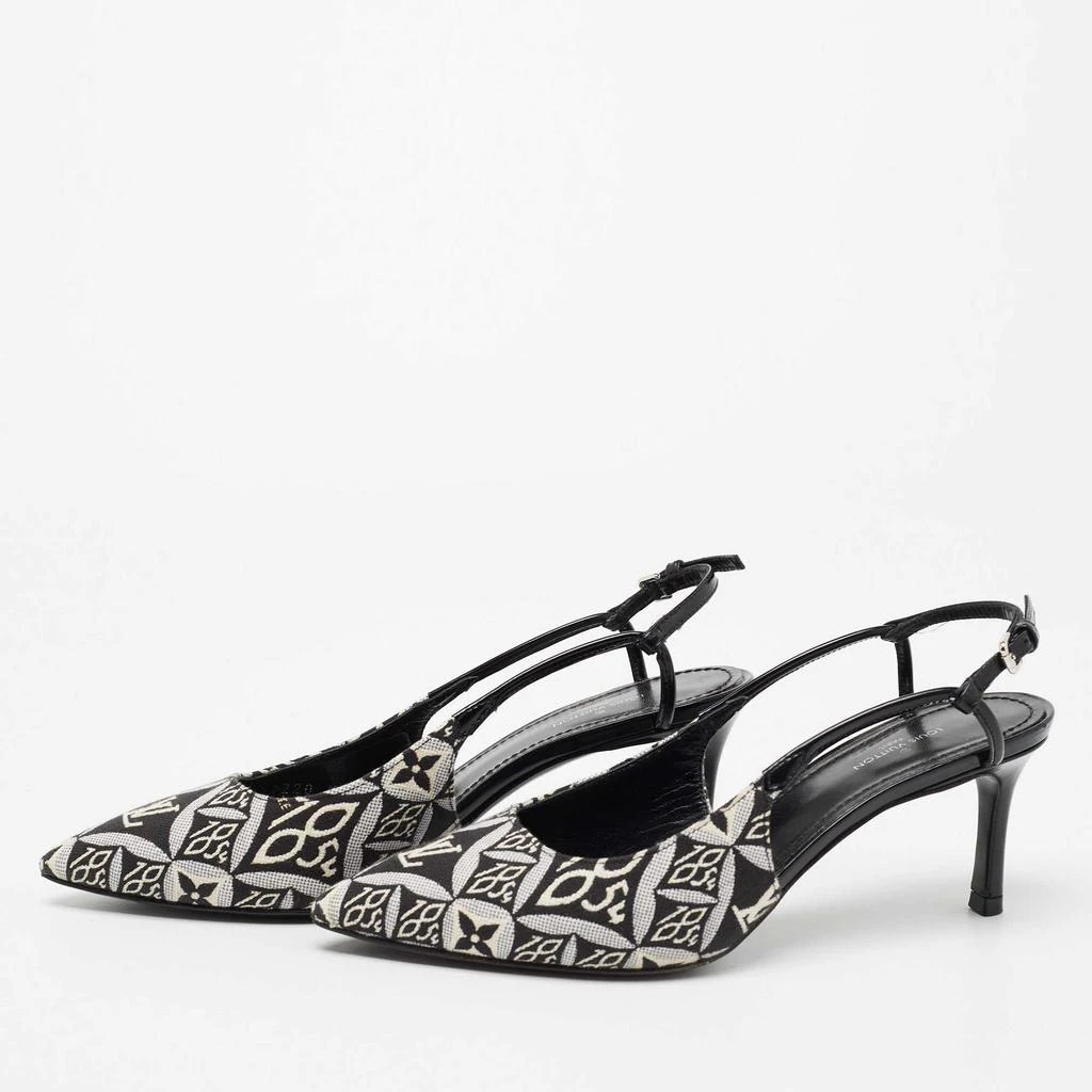 商品[二手商品] Louis Vuitton|Louis Vuitton Black/White Canvas And Patent Leather Cherie Slingback Pumps Size 36,价格¥5006,第2张图片详细描述