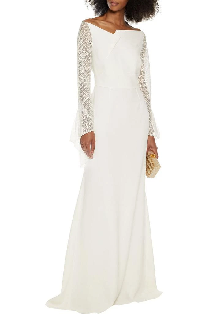商品ROLAND MOURET|Hafren lace-paneled pintucked crepe gown,价格¥4120,第2张图片详细描述