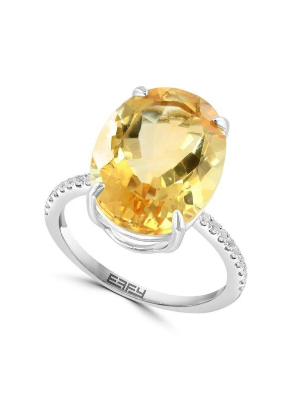 商品Effy ENY|Sterling Silver, Citrine, & White Sapphire Ring,价格¥1665,第1张图片