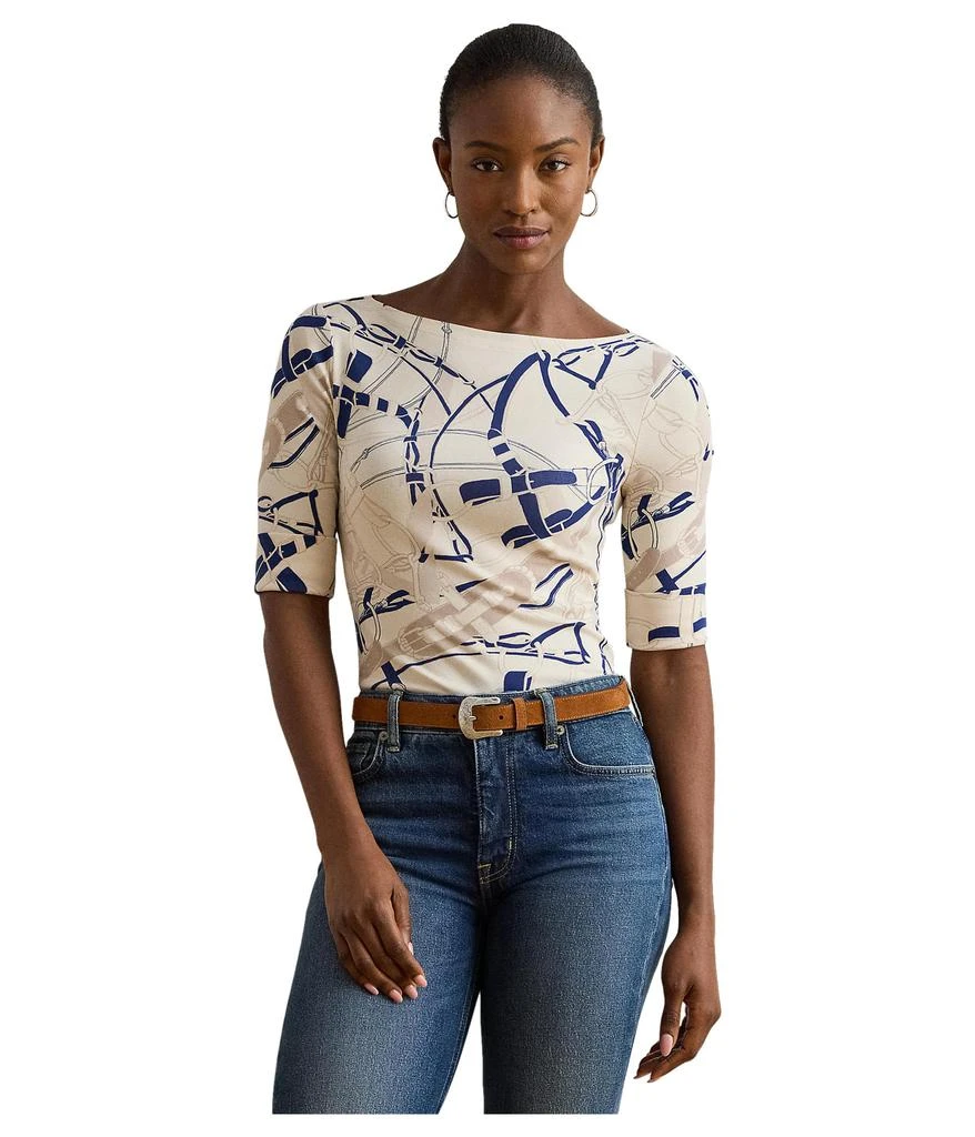 商品Ralph Lauren|Belting-Print Cotton Boatneck Tee,价格¥473,第1张图片