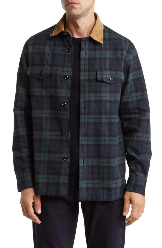 商品Brooks Brothers|Plaid Corduroy Collar Twill Shirt Jacket,价格¥751,第1张图片