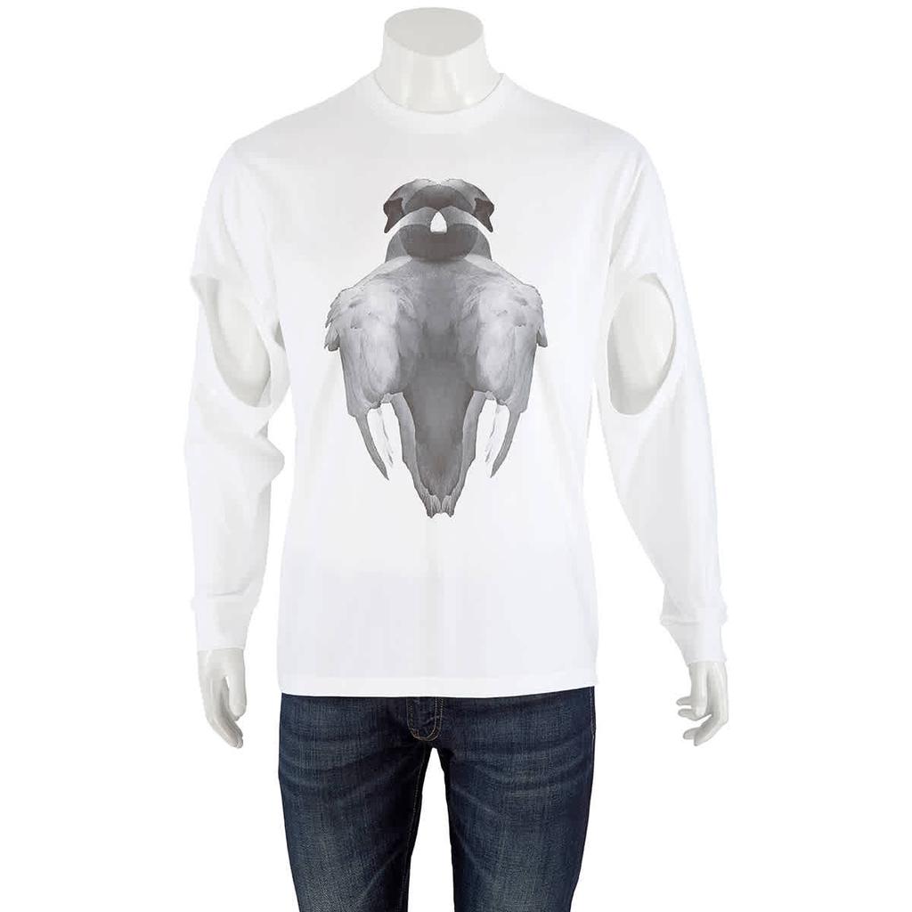 Burberry Mens Optic White Swan Print Cut-out T-shirt, Size Small商品第1张图片规格展示