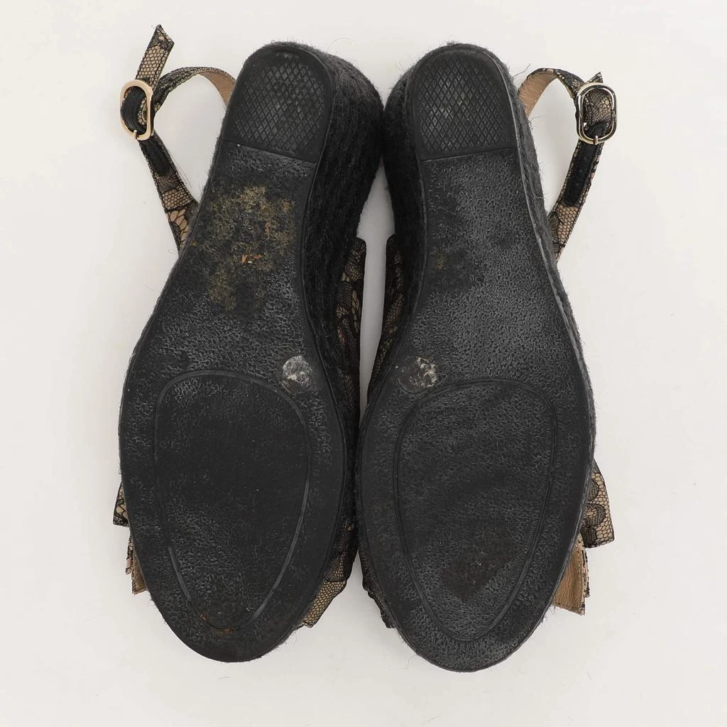 Valentino Black/Beige Lace Bow Slingback Wedge Espadrille Sandals Size 36.5 商品