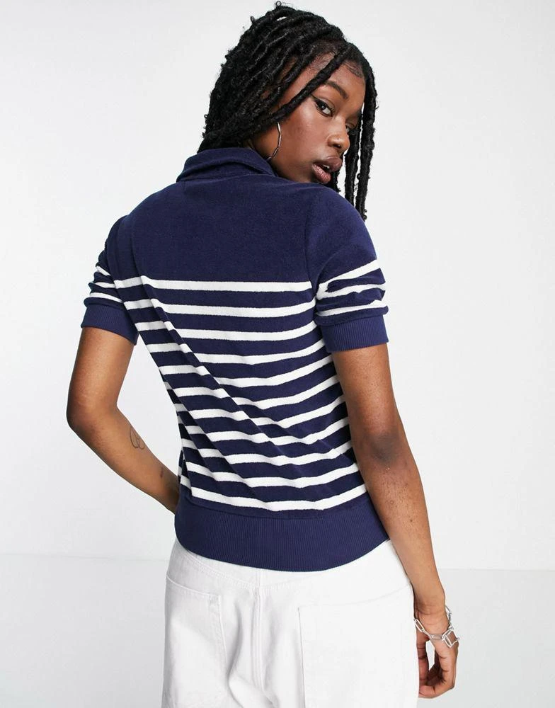 商品Ralph Lauren|Polo Ralph Lauren terry toweling stripe polo in navy,价格¥1045,第2张图片详细描述