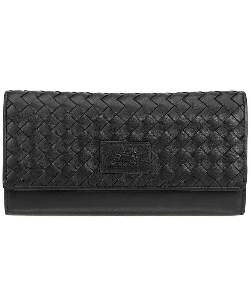 商品Mancini Leather Goods|Women's Basket Weave Collection RFID Secure Quadruple Fold Wallet,价格¥887,第1张图片