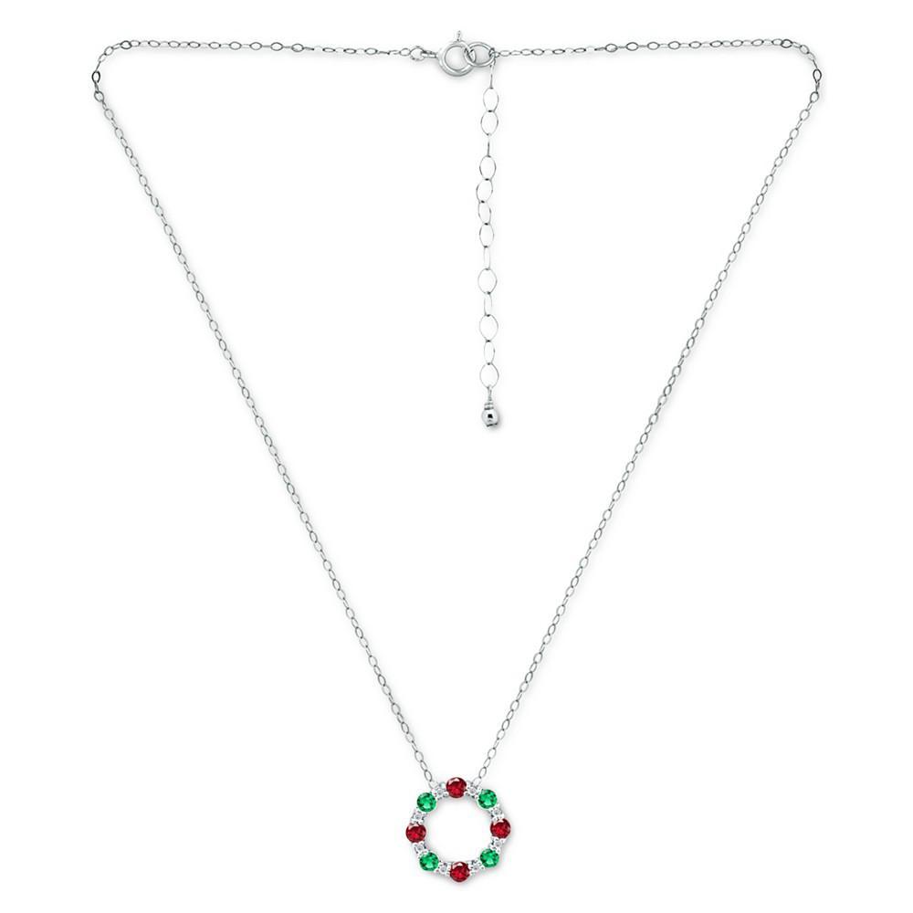 商品Giani Bernini|Multi-Stone Circle Wreath Pendant Necklace in 18k Gold-Plated Sterling Silver, 16" + 2" extender, Created for Macy's,价格¥199,第5张图片详细描述