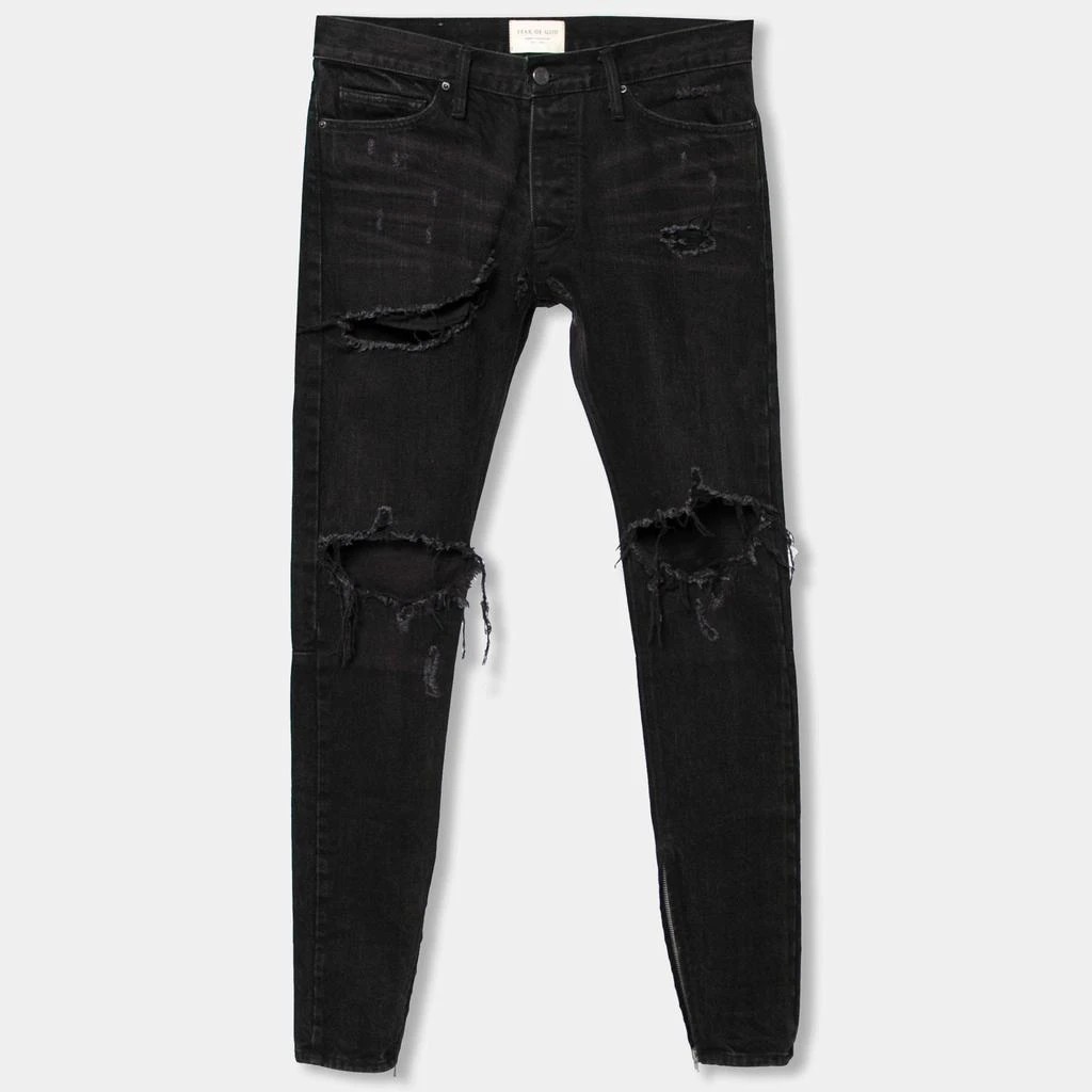 商品[二手商品] Fear of god|Fear of God Fourth Collection Black Distressed Zipped Hem Jeans M,价格¥5441,第1张图片