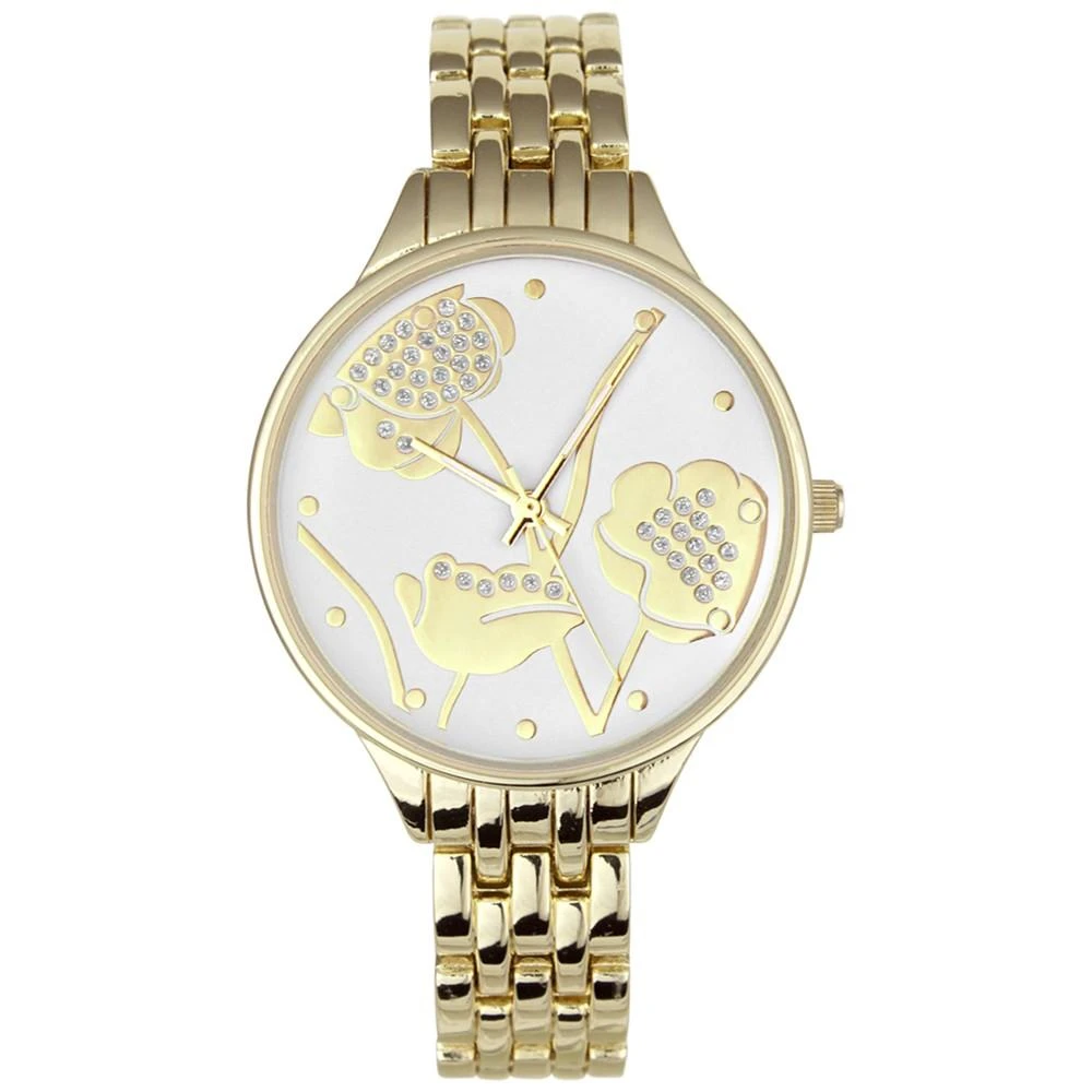 商品Charter Club|Women's Gold-Tone Mixed Metal Flower Face Bracelet Watch, 36mm, Created for Macy's,价格¥222,第1张图片