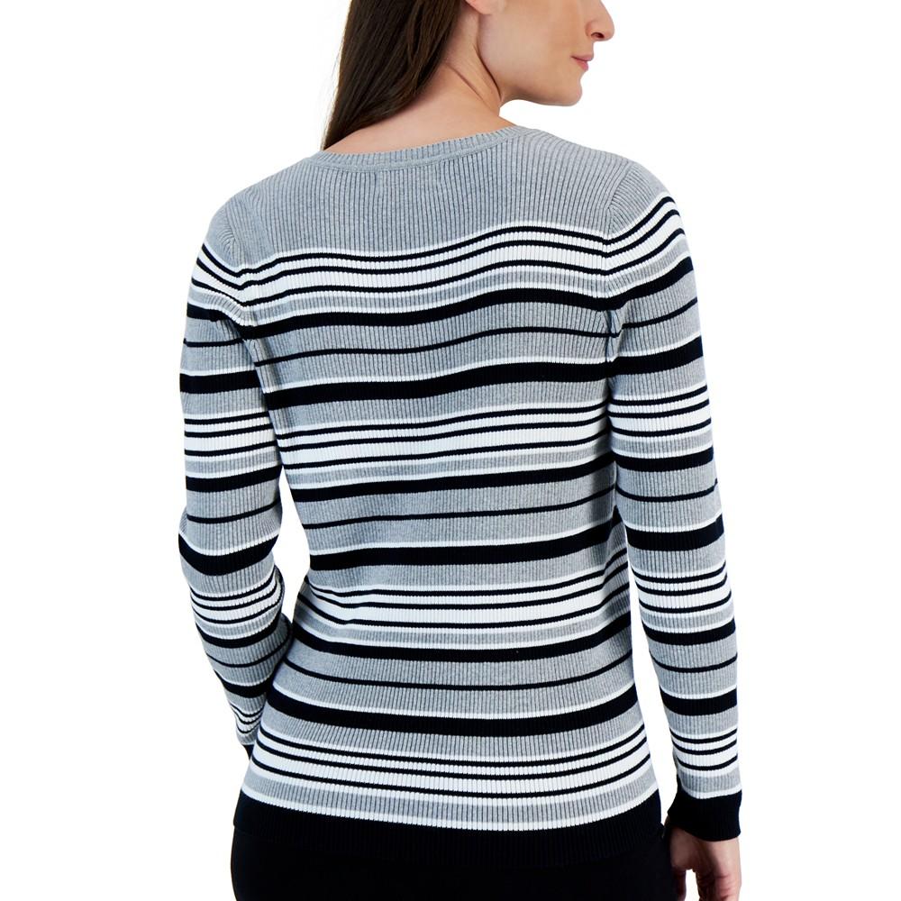 Women's Cotton Striped Iysha Sweater, Created for Macy's商品第2张图片规格展示