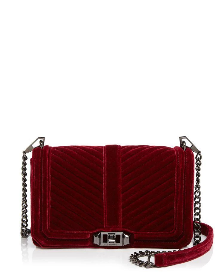 商品Rebecca Minkoff|Love Chevron Quilted Velvet Crossbody 丝绒肩包,价格¥1542,第1张图片