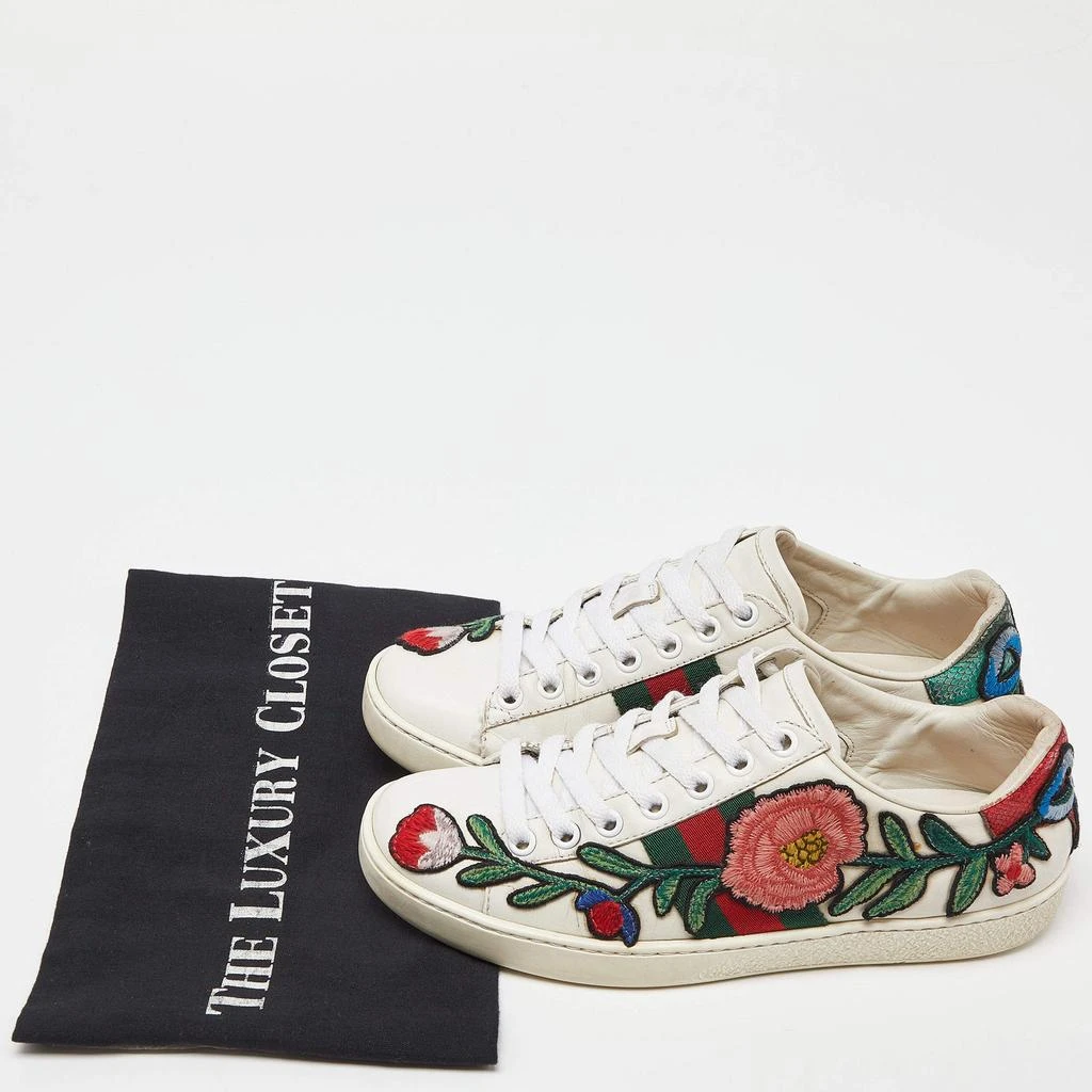 Gucci White Leather Floral Embroidered Ace Sneakers Size 35 商品