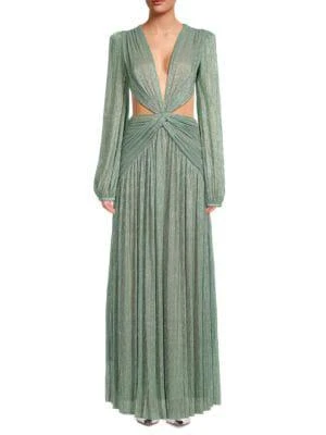 商品PatBO|Metallic Plunge Cutout Gown,价格¥2854,第1张图片