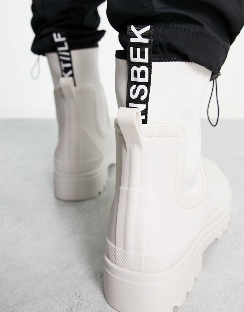 ASOS DESIGN wellington boot in white with black tape detail商品第2张图片规格展示